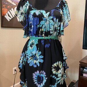 Zbyer Black Floral Flowy Party Dress